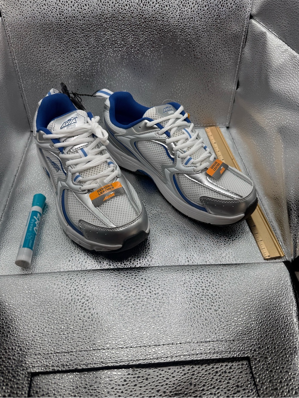 Avia Women’s White & Blue/Silver Athletic Sneakers - size 11